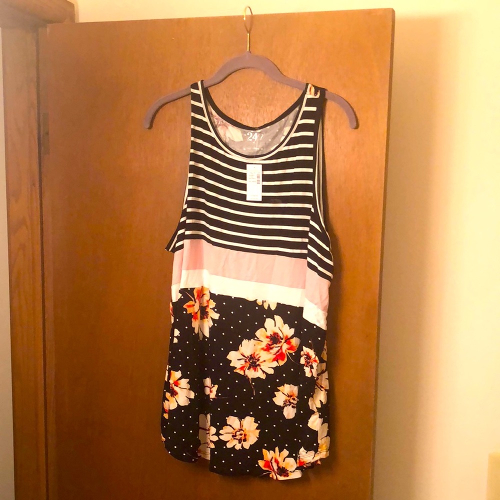 NWT Floral Maurices Colorblock Tank Size 2X